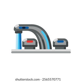 Sink faucet icon illustration with flowing water sticker emoji