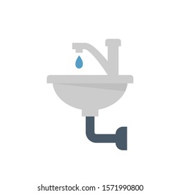 Sink and faucet vector icon design for plumbing work graphic design element.