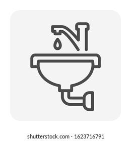 Sink and faucet vector icon design for plumbing work graphic design element, editable stroke.