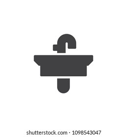 Sink with faucet vector icon. filled flat sign for mobile concept and web design. Kitchen sink simple solid icon. Symbol, logo illustration. Pixel perfect vector graphics