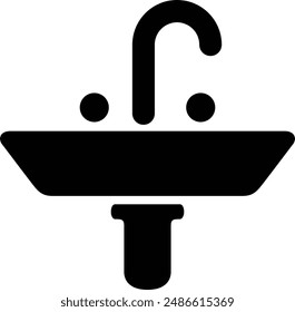Flaches schwarzes Vektorgrafik-Symbol für Waschbecken.