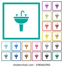 Enroscar iconos de color plano con marcos cuadrantes sobre fondo blanco