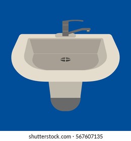 Sink flat icon on blue background. Vector illustration.
