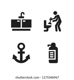 sink icon. 4 sink vector icons set. tap, plumber and anchor icon icons for web and design about sink theme