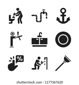 sink icon. 9 sink vector icons set. faucet, dish and plumbing icons for web and design about sink theme