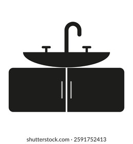 Sink icon. Bathroom washbasin. Water plumbing symbol. Vector illustration.