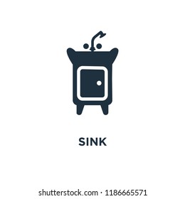 Sink icon. Black filled vector illustration. Sink symbol on white background. Can be used in web and mobile.