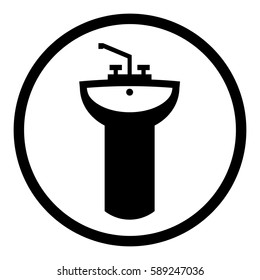 Sink icon in circle on white background