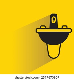 sink icon with drop shadow on yellow background