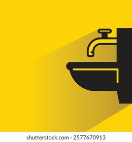 sink icon with drop shadow on yellow background