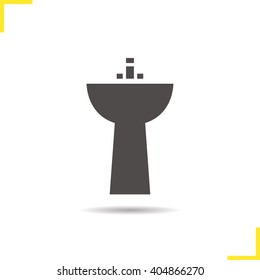 Sink icon. Drop shadow washbasin silhouette symbol. Vector isolated illustration