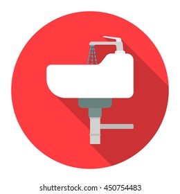 Sink icon flat style. One icon of a large plumbing collection.