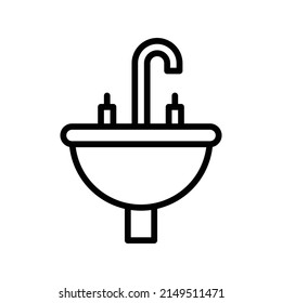 Sink Icon. Line Art Style Design Isolated On White Background