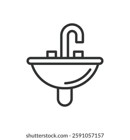 Sink, icon in line design. Sinks, bathroom sink, kitchen sinks, washbasin, basin, faucet, water on white background vector. Sink editable stroke icon