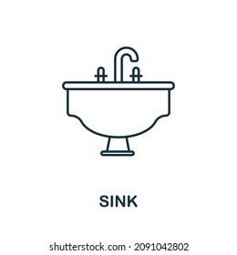 Sink icon. Line element from bathroom collection. Linear Sink icon sign for web design, infographics and more.