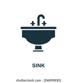 Sink icon. Monochrome sign from bathroom collection. Creative Sink icon illustration for web design, infographics and more