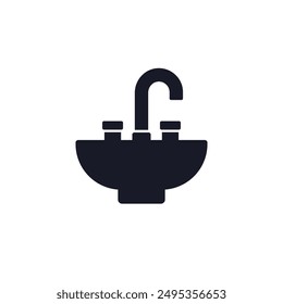 sink icon on white, vector pictogram