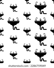 Sink Icon Seamless Pattern, Water Sink Icon, Kitchen Sink Icon Vector Art Illustration