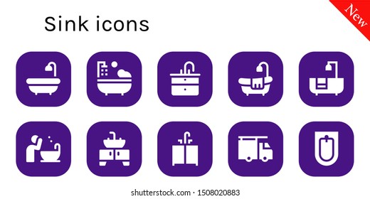 sink icon set. 10 filled sink icons.  Simple modern icons about  - Bath, Bathtub, Sink, Basin, Plumber, Bidet