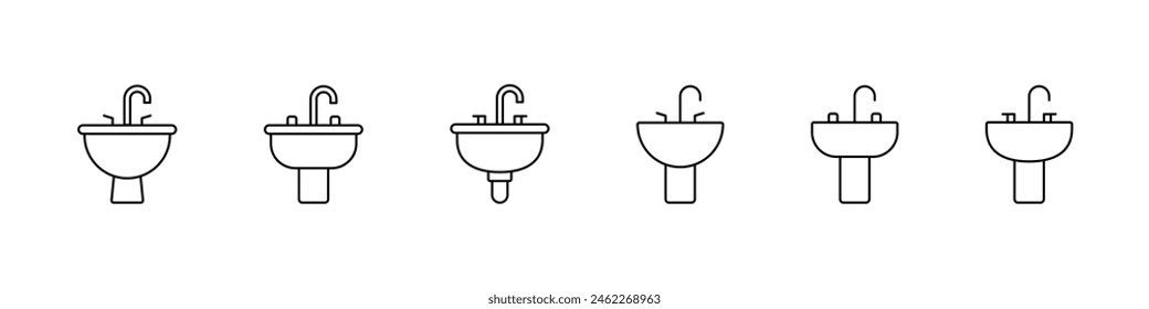 Sink icon set. Sink, wash outline icon collection. Vector