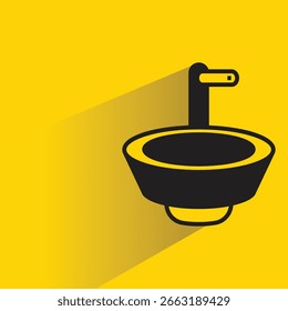 Icono de fregadero con fondo amarillo de sombra