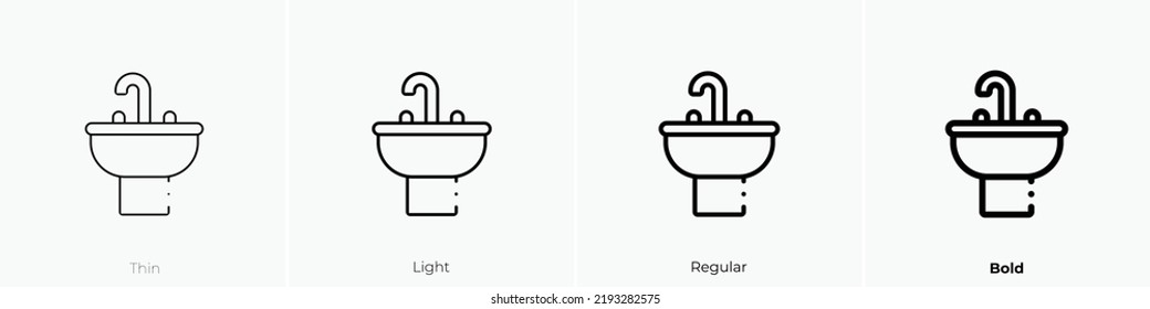 sink icon. Thin, Light Regular And Bold style design isolated on white background