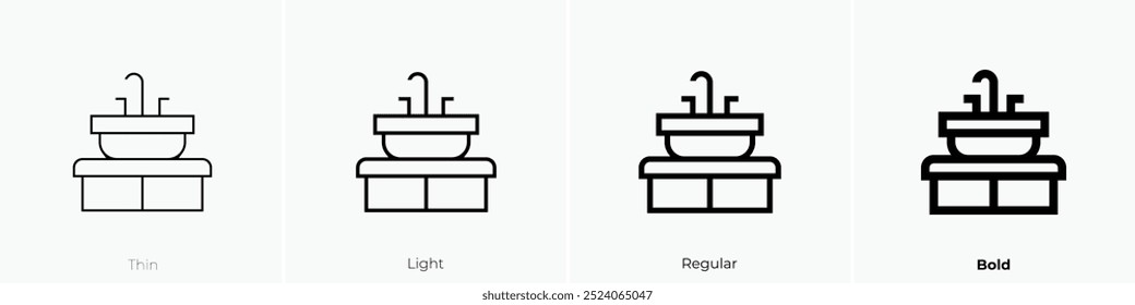 sink icon. Thin, Light Regular And Bold style design isolated on white background