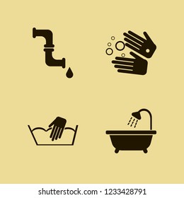 sink icon. sink vector icons set piping, bathroom shower, hand washing and wash hands