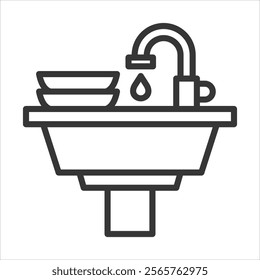 Sink Icon Vector Illustration Outline Style