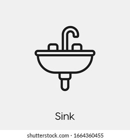 Sink icon vector. Linear style sign for mobile concept and web design. Sink symbol illustration. Pixel vector graphics - Vector.