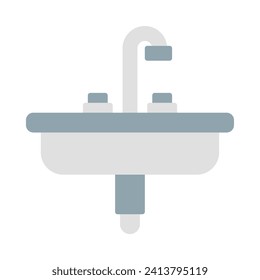 sink icon vector or logo illustration flat color style 