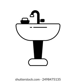 sink icon with white background vector stock illustration