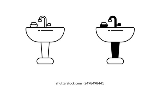 sink icon with white background vector stock illustration