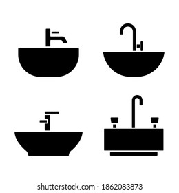 Sink icons set. Plumbing vector cons.