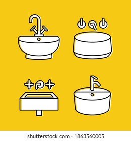 Sink icons set. Plumbing vector line icons.