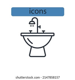 Sink icons  symbol vector elements for infographic web