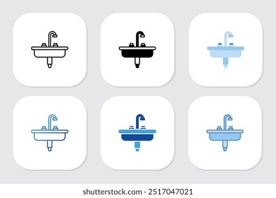 ícones de pia com vários estilos de design