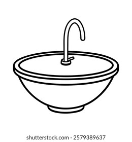 sink of a line art vector