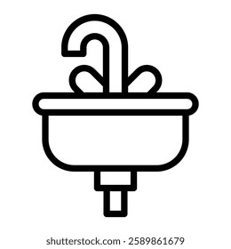 Sink Line Icon Design For Personal And Commercial Use