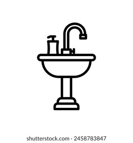 sink line icon, isolated background
