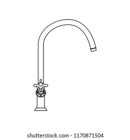 Sink line icon isolated on white background. Outline thin basin equipment vector.