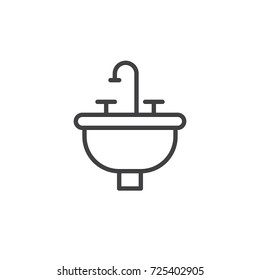 Sink line icon, outline vector sign, linear style pictogram isolated on white. Symbol, logo illustration. Editable stroke