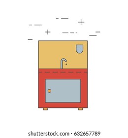 Sink line icon. Vector restaurant equipment.