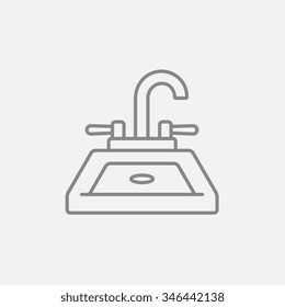 Sink line icon for web, mobile and infographics. Vector dark grey icon isolated on light grey background.