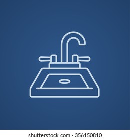Sink line icon for web, mobile and infographics. Vector light blue icon isolated on blue background.