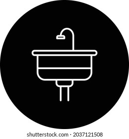Sink Line Inverted Vector Line Icon Design
