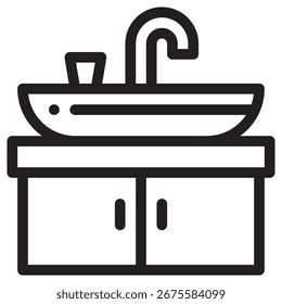 Icono moderno del Vector del fregadero – Plantilla mínima del símbolo de la ilustración para el diseño móvil del UI del App del Web