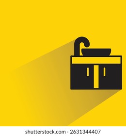 sink on counter icon with shadow on yellow background