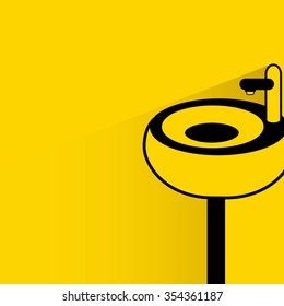 sink on yellow background, flat and shadow theme