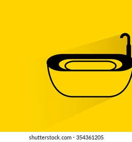 sink on yellow background, flat and shadow theme